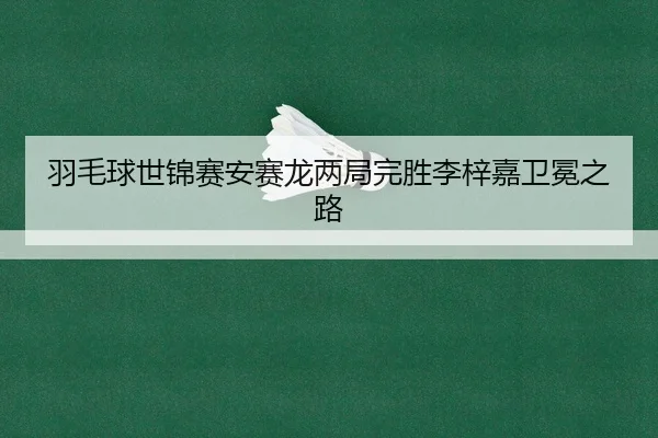 羽毛球世锦赛安赛龙两局完胜李梓嘉卫冕之路